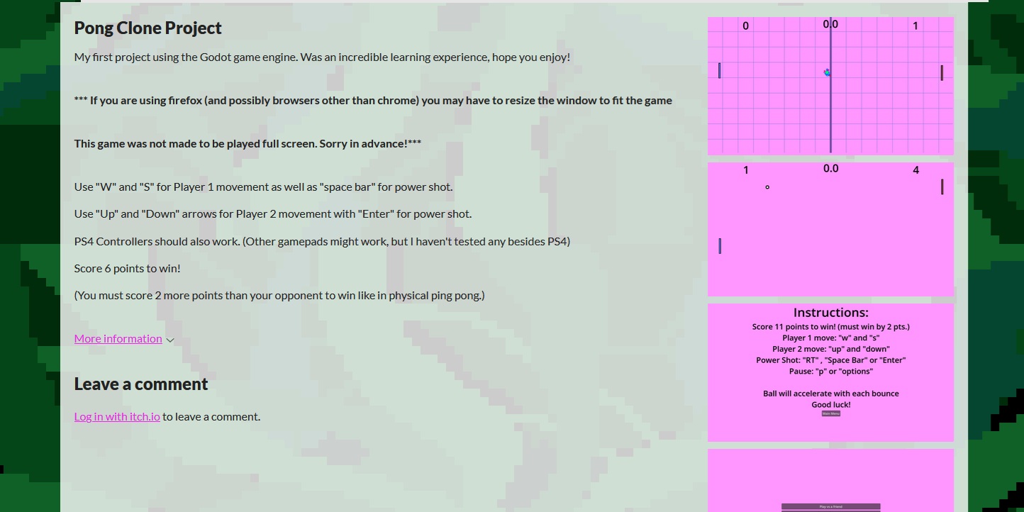 a snapshot of a game project page