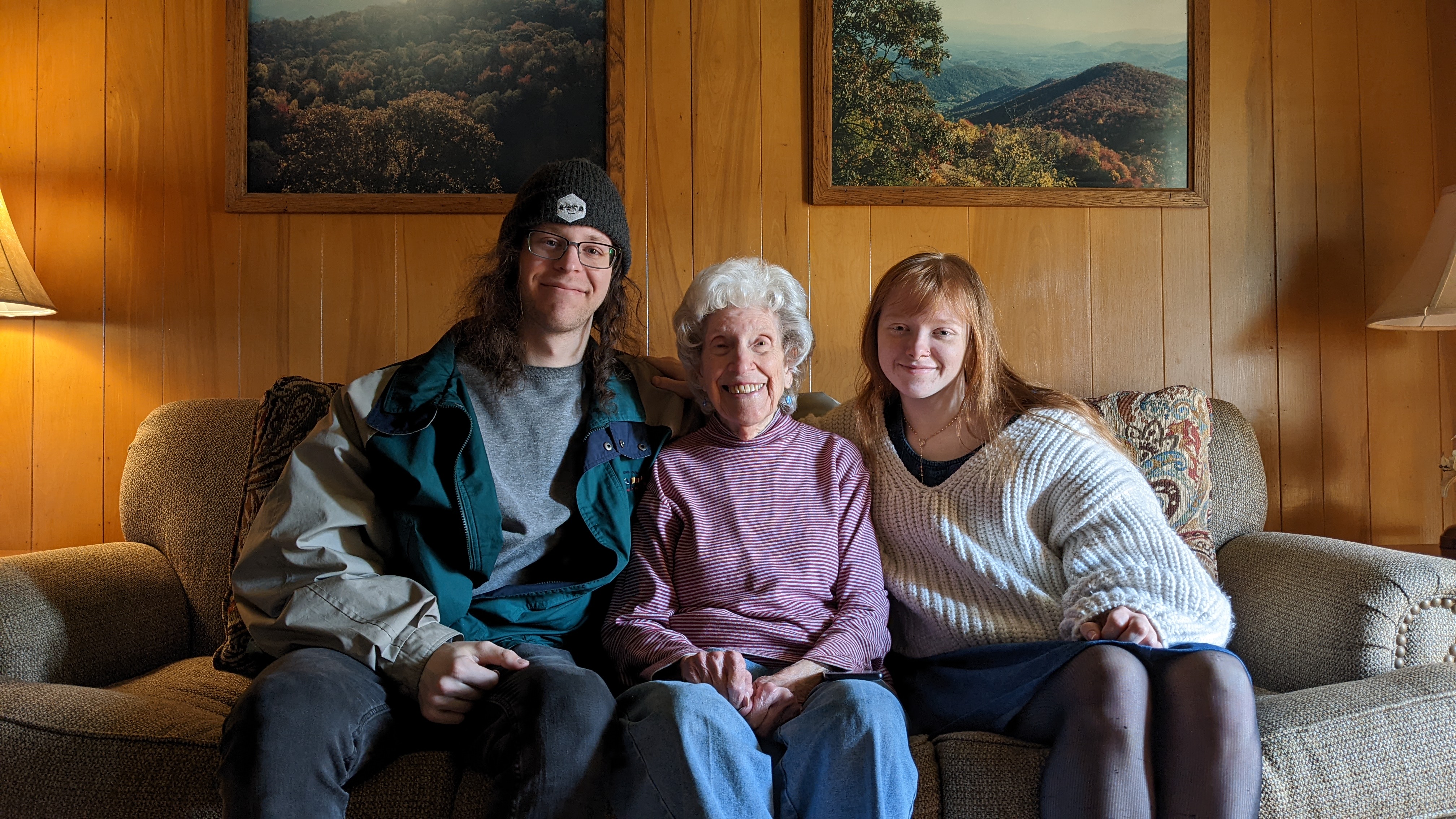 A selfie photo of me with my lovely partner and my grandma